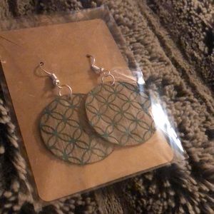 Homemade wooden earrings in green